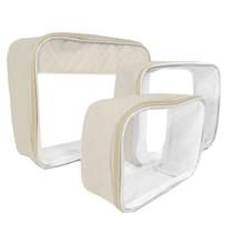 Kit 3 Necessaire Transparente Unissex Grande Viagem Frasqueira Organizador Mala Infantil Bolsa Maternidade Menino Menina