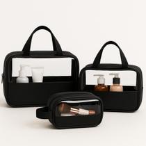 Kit 3 Necessaires Femininas Transparente Premium Organizador Multiuso Viagem Maquiagem Kit 3 Necessaires Femininas Transparente Premium Organizador Multiuso Viagem Maquiagem