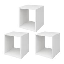 Kit 3 Nicho Cubo MDF Expositor Prateleira Vitrine 40x35x35cm Branco Kit 3 Nicho Cubo MDF Expositor Prateleira Vitrine 40x35x35cm Branco