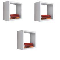 Kit 3 Nicho Decorativo 25X25X15 cm Branco Em Mdf Kit 3 Nicho Decorativo 25X25X15 cm Branco Em Mdf