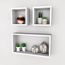 Kit 3 Nicho MDF Branco Para Escritório , Sala Ou Quarto 20x20 , 50x25 Kit 3 Nicho MDF Branco Para Escritório , Sala Ou Quarto 20x20 , 50x25