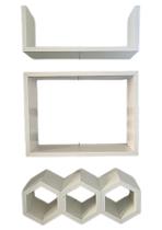 Kit 3 Nicho Prateleira Mdf Branco Banheiro Sala Quarto