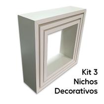 Kit 3 Nichos 100% MDF Cor Branca Quarto e Sala Decoração