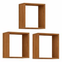 Kit 3 Nichos 30x30 Mdf Quarto Sala Banheiro Decoração Cor:Freijó Kit 3 Nichos 30x30 Mdf Quarto Sala Banheiro Decoração Cor:Freijó