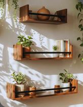 Kit 3 Nichos Avith Prateleiras em MDF U 40 50 e 60 cm Com Suporte Invisível para Decoração de Parede