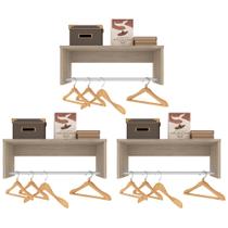 Kit 3 Nichos Cabideiros Suspensos Berlim Carvalho Castanho - Lumil Móveis