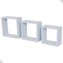 Kit 3 Nichos De Parede Madeira Branco PratK Leve Decorativo