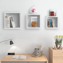 Kit 3 Nichos Decorativo Mdf Quadrado Quarto Sala Decoração Escritório Casa