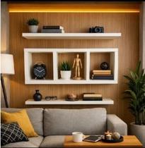 Kit 3 Nichos Decorativos MDF Branco Retangular 15mm com Instalação Fácil Kit 3 Nichos Decorativos MDF Branco Retangular 15mm com Instalação Fácil