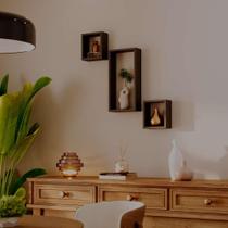 Kit 3 Nichos Decorativos Modulares Preto Quarto Sala Hall Kit 3 Nichos Decorativos Modulares Preto Quarto Sala Hall