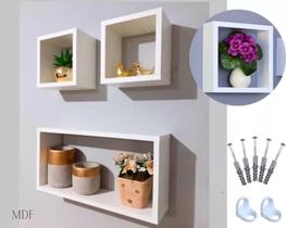 Kit 3 Nichos Madeira Mdf Suporte Prateleira Branco Oferta