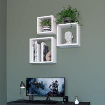 Kit 3 Nichos Quadrados Decoração Estilo Sala Quarto Hall de Entrada MDF