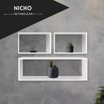 Kit 3 Nichos Retangular Estante Livros Suporte Suspenso Em Mdf