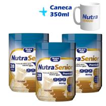 kit 3 Nutra Senior Adulto 50+ 800g linha Premium ZERO LACTOSE + Brinde exclusivo Caneca 350ml