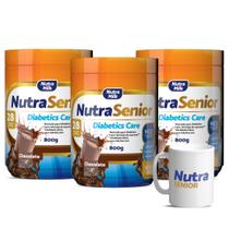 kit 3 Nutra Senior Adulto 50 Diabetics Care 800g e Caneca Exclusiva