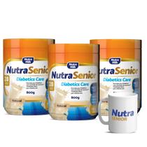 kit 3 Nutra Senior Adulto 50 Diabetics Care 800g e Caneca Exclusiva