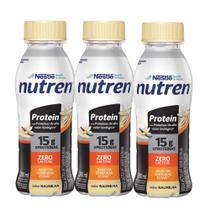 Kit 3 Nutren Protein 15g de Proteínas Sabor Baunilha Zero Lactose 260ml
