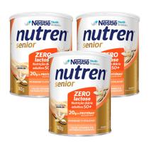 Kit 3 Nutren Senior Complemento Alimentar Baunilha Zero Lactose 740g