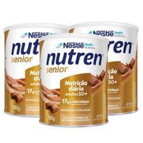 Kit 3 Nutren Senior Complemento Alimentar Chocolate 740g