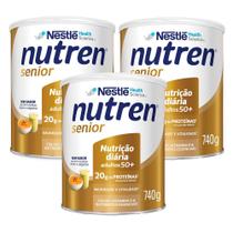 Kit 3 Nutren Senior Sem Sabor Suplemento Alimentar 740g