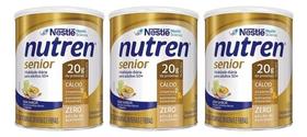 Kit 3 Nutren Senior Suplemento Pó Nestlé Sem Sabor Lata 370g