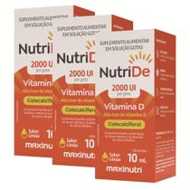 Kit 3 NutriDe Vitamina D 2.000 UI Gotas - Sabor Limão 10 ml Maxinutri
