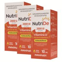 Kit 3 NutriDe Vitamina D 2.000 UI Gotas - Sabor Limão 10 ml Maxinutri