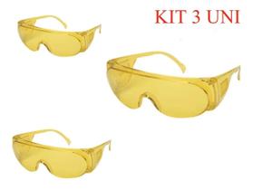 KIT 3 Óculos De Proteção Panda Amarelo C/ Ca E Nota Fiscal KIT 3 Óculos De Proteção Panda Amarelo C/ Ca E Nota Fiscal