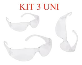 KIT 3 Óculos De Proteção Segurança Epi Incolor Proteção KIT 3 Óculos De Proteção Segurança Epi Incolor Proteção