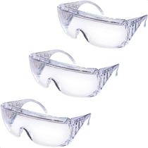 Kit 3 Óculos De Segurança Uv Sobrepor Anti Risco Ampla Visão Transparente