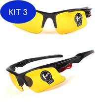 Kit 3 Oculos Lente Amarela Noturna Esporte Bike Corrida Dirigir