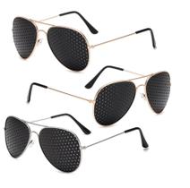 kit 3 Óculos Reticulados Aviador 1 Cromado E 2 Cobreados Pinhole