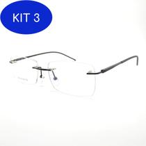 Kit 3 Oculos Sem Armação Aro Flutuante Masculino Retangular