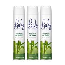 Kit 3 Odorizador Ambiente Essência Da Terra Lady Prime 360ml