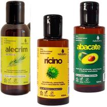 Kit 3 Óleo Capilar Natuseiva 100ml - Hidratação e Nutrição para Pele e Cabelos - Abacate, Uva, Mosqueta, Coco e Rícino