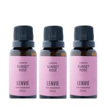 Kit 3 Óleo Concentrado Aromatizante Sunset Rose Floral Frutado Pêra Lenvie 20ml