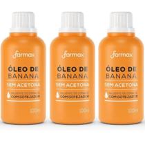 Kit 3 Óleo de Banana Farmax 100ml Diluente de Esmaltes Sem Acetona Kit 3 Óleo de Banana Farmax 100ml Diluente de Esmaltes Sem Acetona