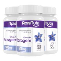Kit 3 Óleo de Borragem 500mg Apisnutri 60 cápsulas