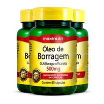 Kit 3 Óleo de Borragem 500mg Maxinutri 60 Cápsulas
