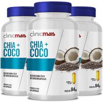Kit 3 Óleo de chia + Óleo de Coco 1000mg Clinicmais 60 cápsulas