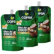 KIT 3 Óleo de Coco 100ml Pouch Extra Virgem 100% Natural - Copra