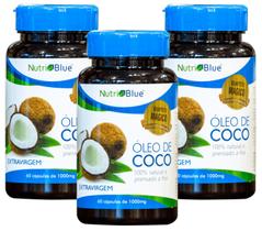 Kit 3 Óleo de coco, Antinflamatório, Nutri Blue 60cps 1000mg