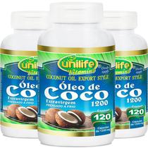 Kit 3 Óleo de coco extra virgem 120 cápsulas Unilife