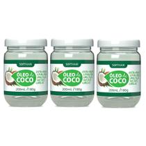 Kit 3 Óleo de Côco Extra Virgem para Cabelo e Pele Rosto Tratamento Capilar Umectação 180g Soft Hair