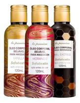 Kit 3 Óleo De Massagem Beijável Sensual Morango Vanilla Mel