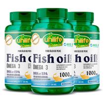 Kit 3 Óleo de Peixe Fish Oil Unilife 60 capsulas 1000mg