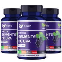 Kit 3 óleo de semente de uva resveratrol 60 cáps muwiz