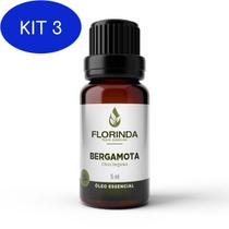 Kit 3 Oleo Essencial Bergamota 5 Ml 100% Puro Emocional Ansiedade