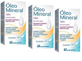 kit 3 Oleo Mineral 100ml Laxante e Terapia - União Química