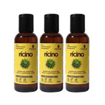 Kit 3 Óleo Rícino Natuseiva 100mL Fortalecimento Capilar Crescimento Hidratação Corpo e Fios
